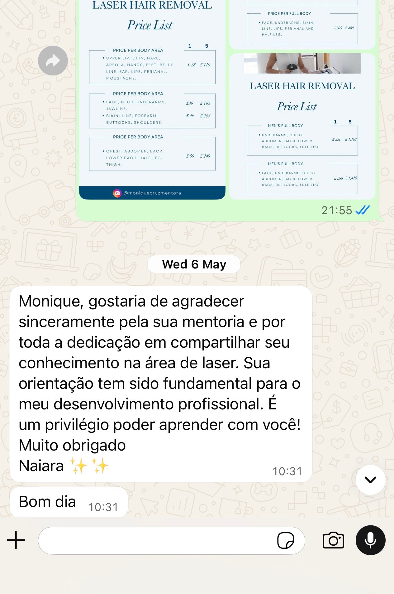 Depoimento de aluna sobre a mentoria da Monique Cruz